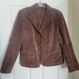 Chocolate brown genuine suede blazer jacket XL St.John's Bay